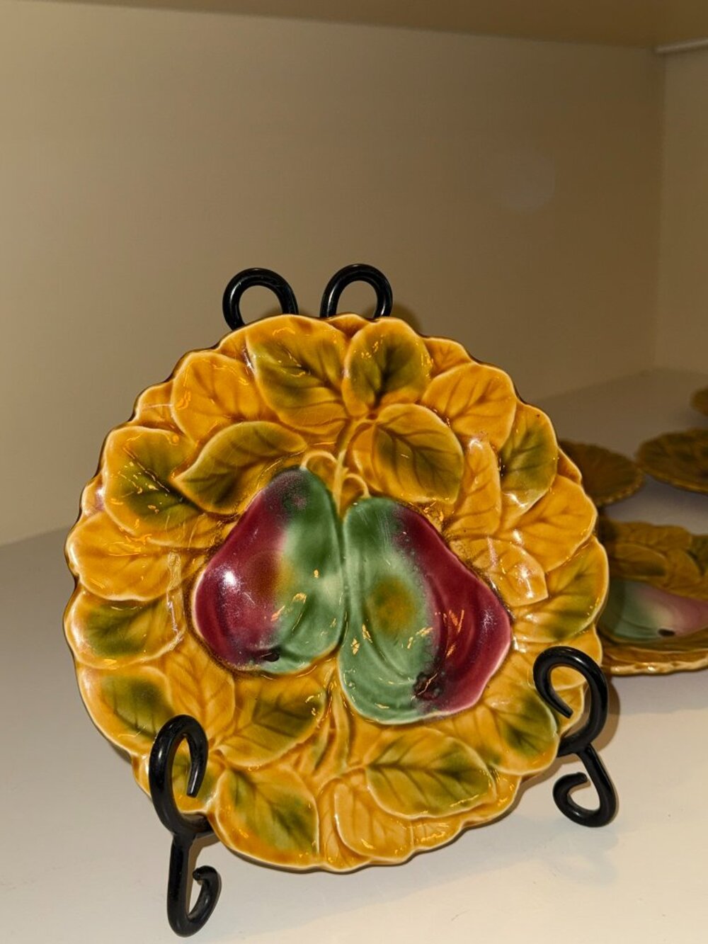 Eight French Vintage Sarreguemines Majorcan Fruit Plates in Pristine Condition